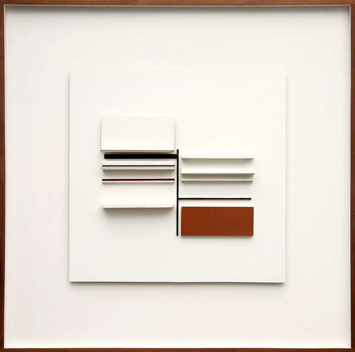 Abstract in White, Black, Maroon and Ochre